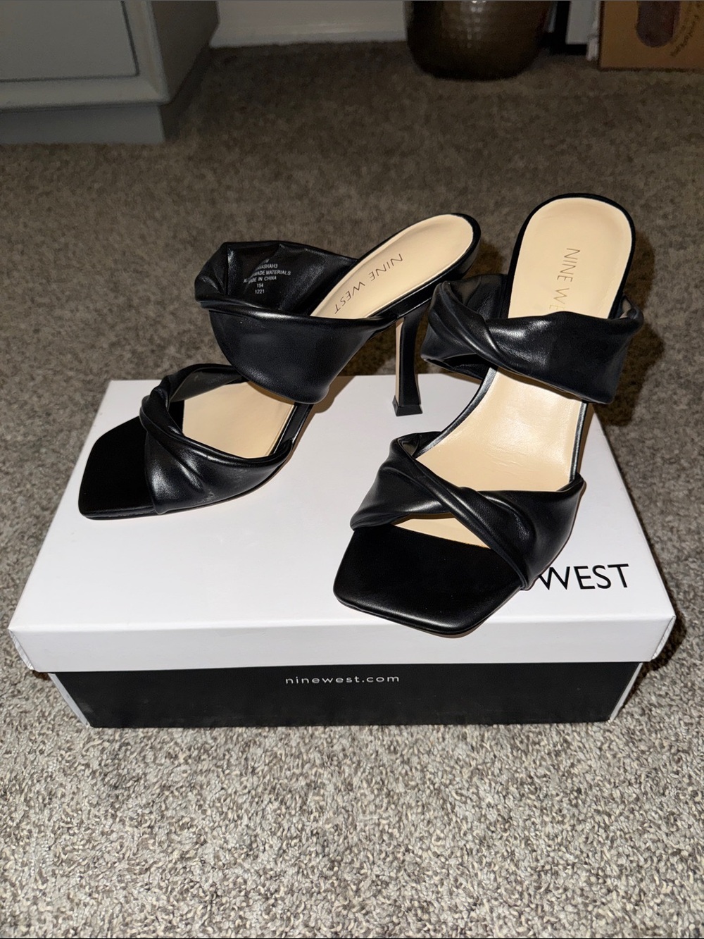 Nine West Square Toe Stiletto Mules